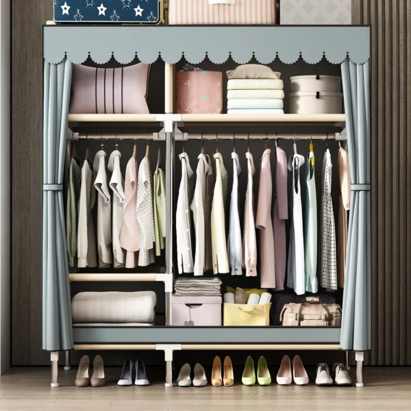 Spacious Wardrobe with Dustproof Cover 5