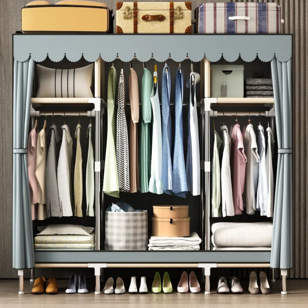 Spacious Wardrobe with Dustproof Cover 3