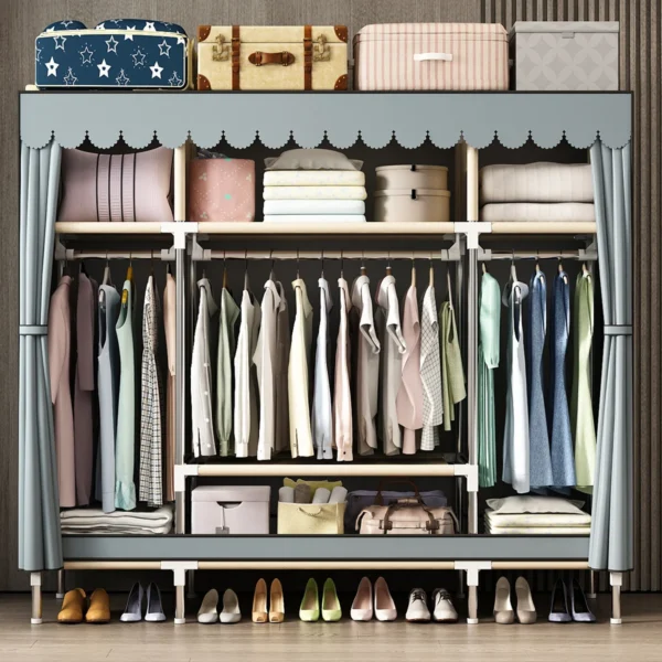 Spacious Wardrobe with Dustproof Cover 2