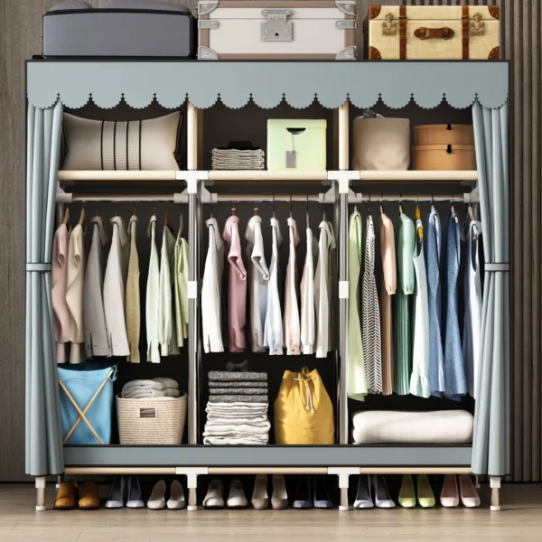 Spacious Wardrobe with Dustproof Cover 4